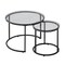 Tempered Glass and MDF Round Nesting Coffee Table Set with Carbon Steel Frame